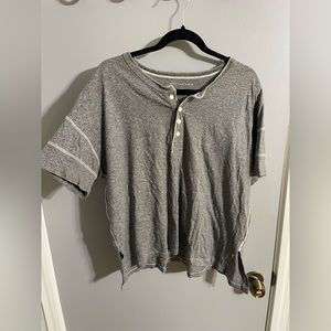 American Eagle Heather Gray Henley Tee
